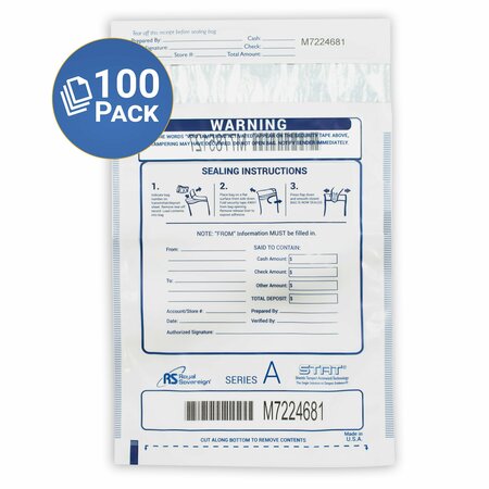 Cash Deposit Bags, 9in x 12in, Clear, 100PK -  ROYAL SOVEREIGN, RMTE-912AC